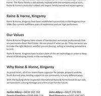Raine  Horne Kingaroy - Click Find